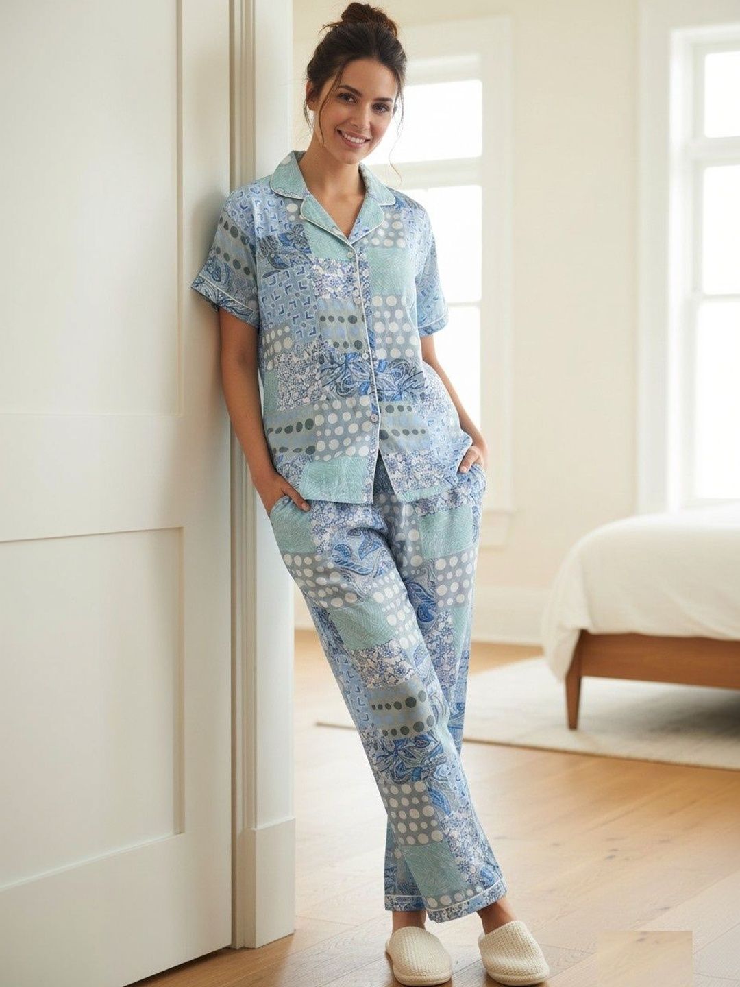 NEYSA Women Printed Shirt with Pyjamas