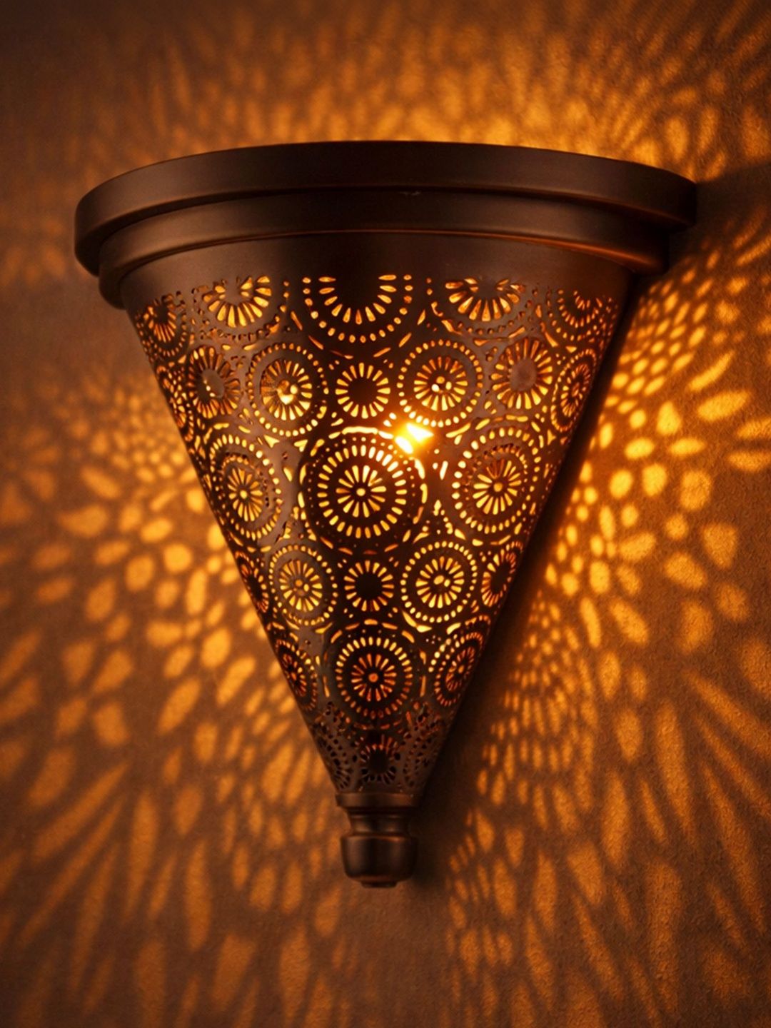 Homesake Copper-Toned & Brown Metal Frustum Shaped Wall Lamp