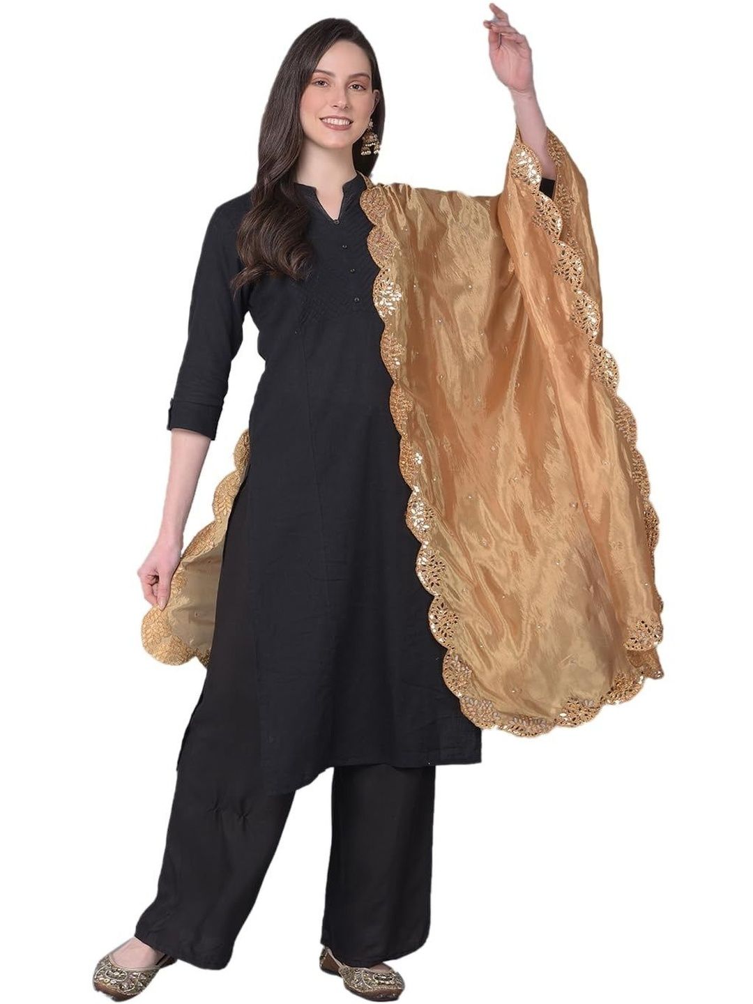 A R SILK DUPATTA HUB Embroidered Dupatta with Sequinned