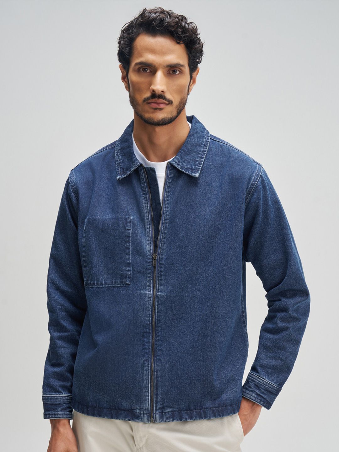 Buy XYXX Men Solid Cotton Denim Zipper jacket - Jackets for Men