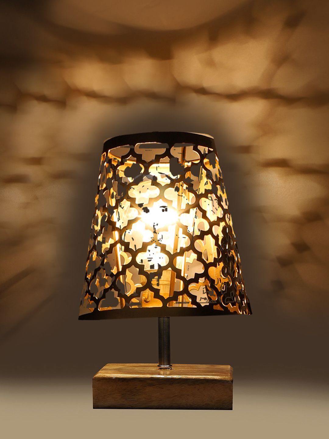 Aura Black Wood Contemporary Frusturical Shaped Table Lamp