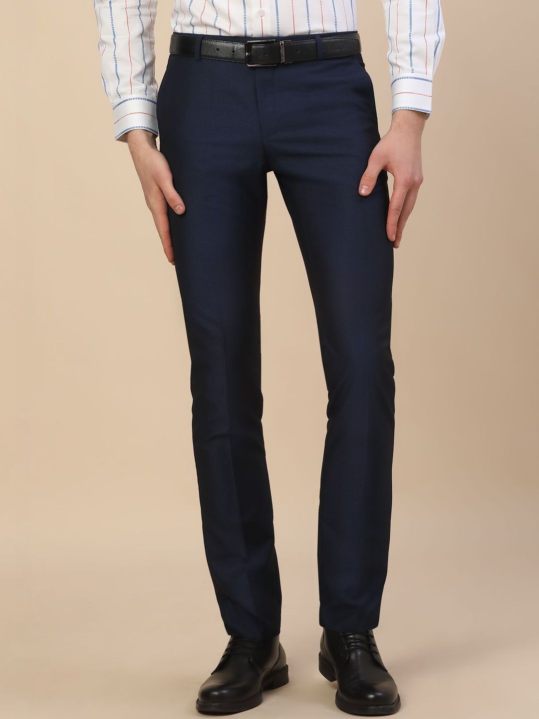Cantabil Men Textured Comfort Trousers