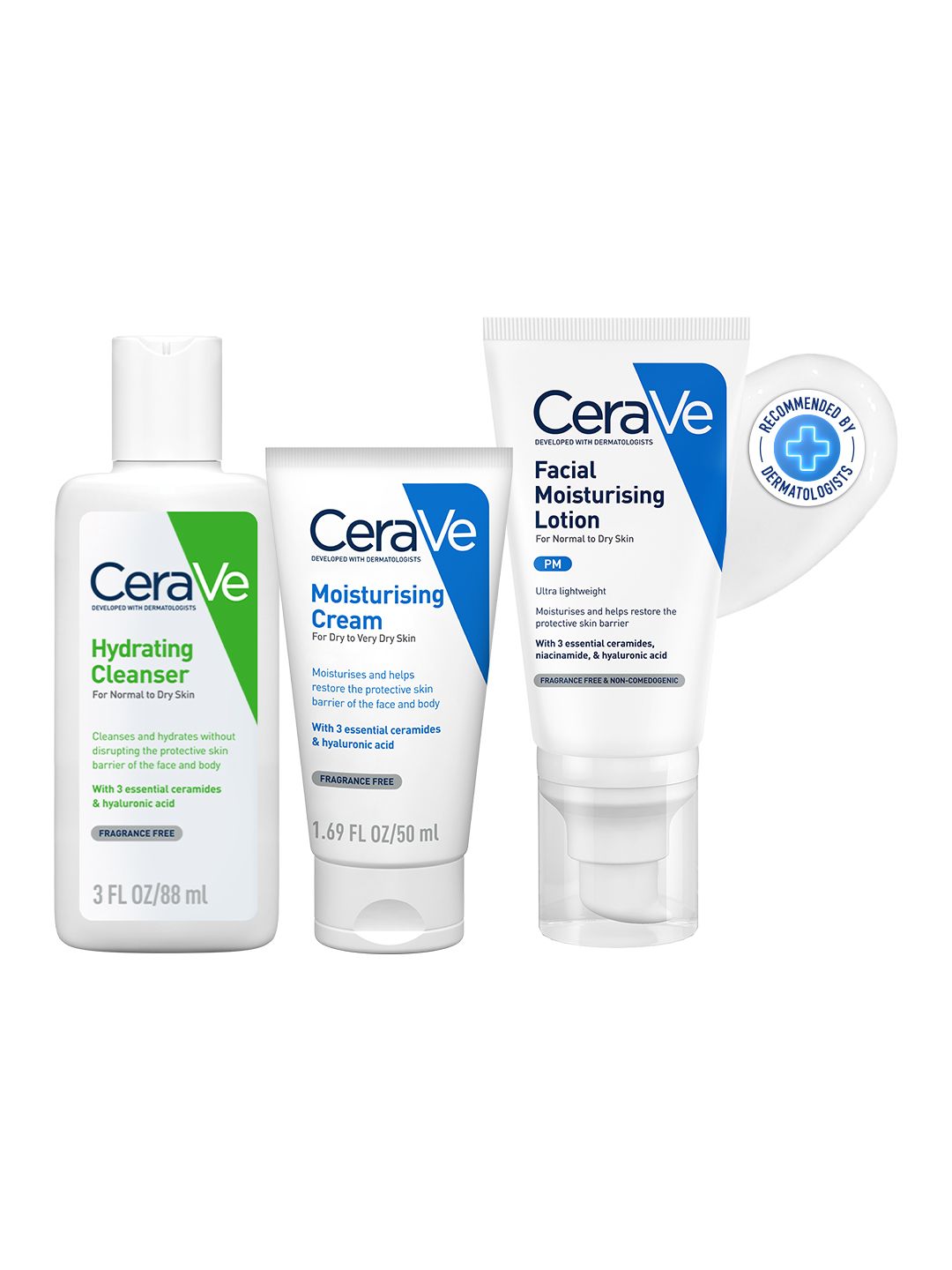 CeraVe CeraVe PM Skincare Combo of Facewash + Moisturizer + PM Cream Night Routine for Dry Skin