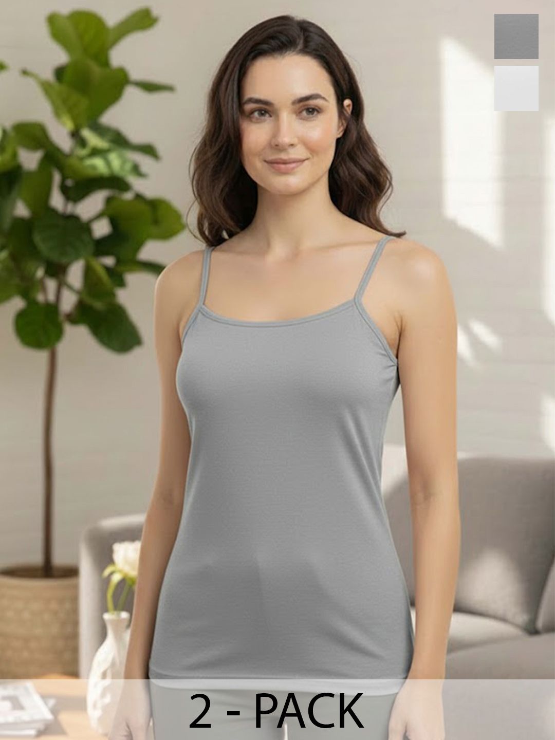 SHOPPY VILLA Pack Of 2 Seamless Camisole With Shelf Bra
