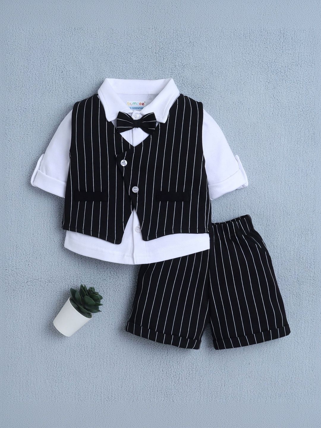 BUMZEE Boys Striped Shirt with Shorts