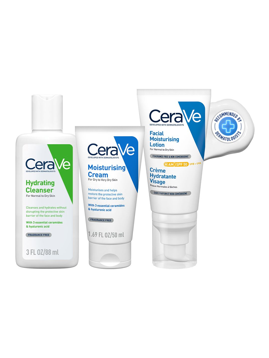 CeraVe CeraVe Morning Skincare Combo of Facewash & Moisturizer SPF50 for Normal To Dry Skin