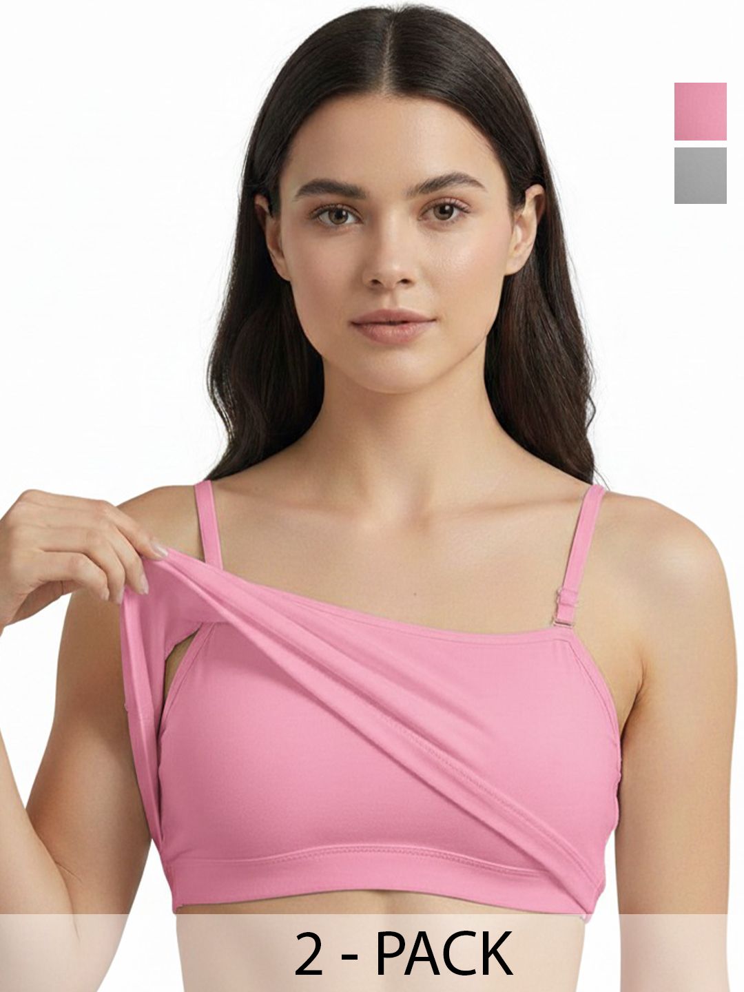SHOPPY VILLA Pack Of 2 Seamless Camisole With Shelf Bra