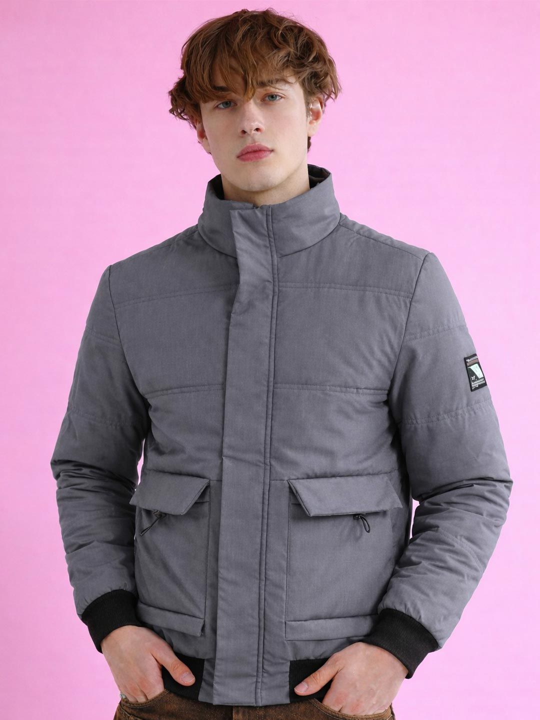 The Indian Garage Co Mock Collar Padded Jacket