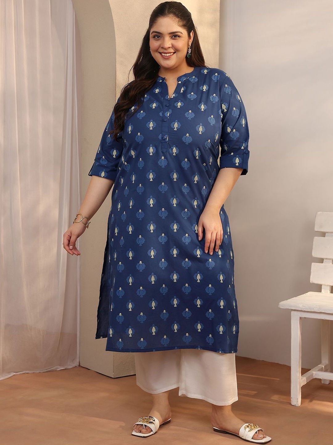 Extra Love By Libas Plus Size Women Floral Printed Kurta