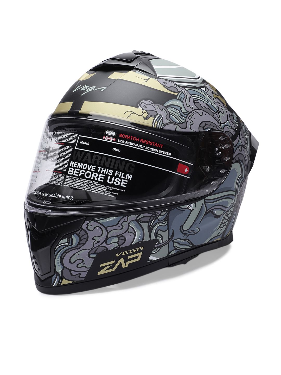 Buy VEGA Zap DV Medusa ISI and DOT Certified Full Face Helmet