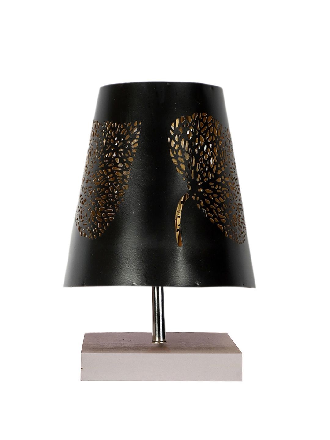 Aura Black Textured Wood Contemporary Frusturical Shaped Table Lamp