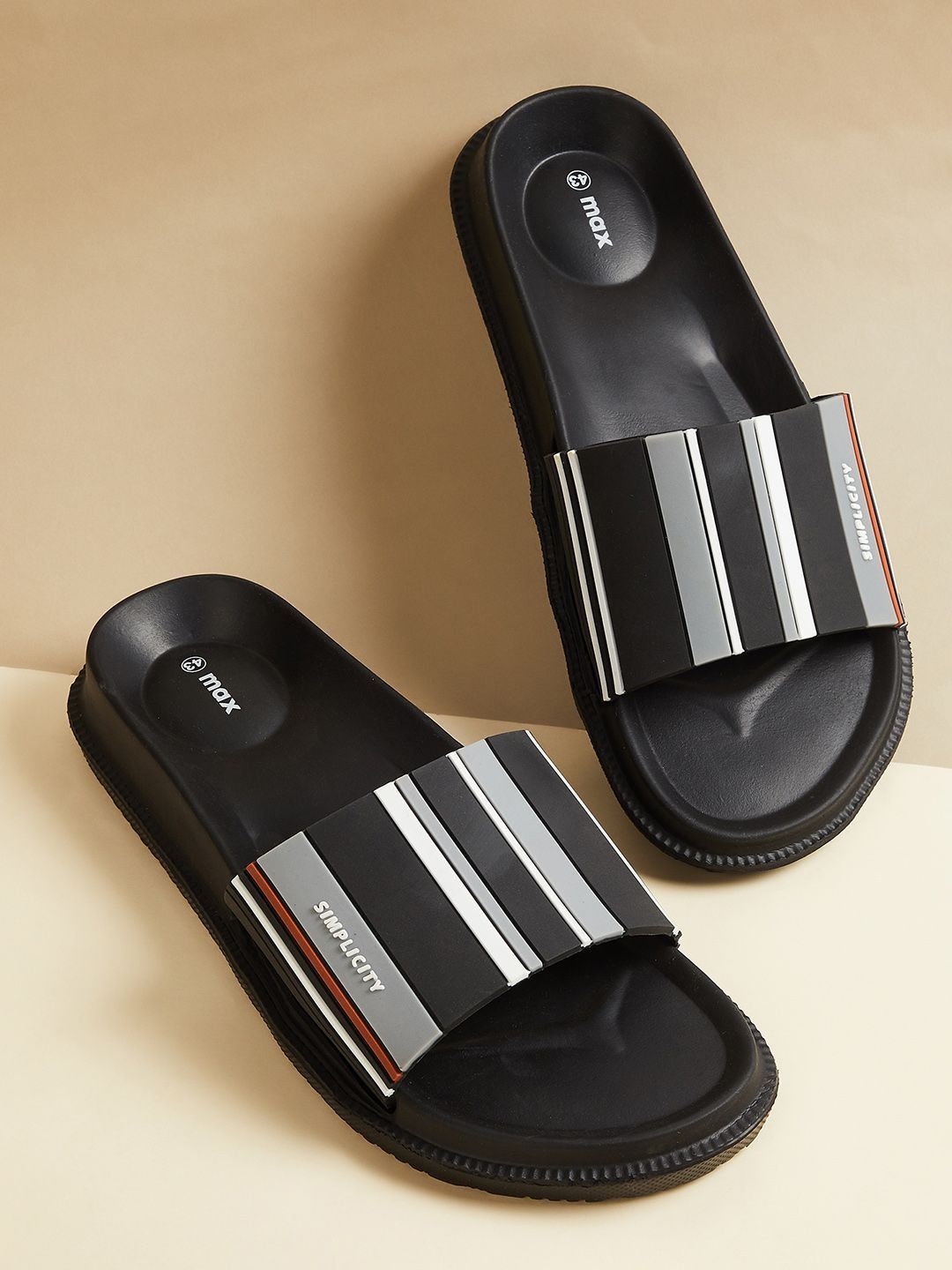max Men Striped Sliders