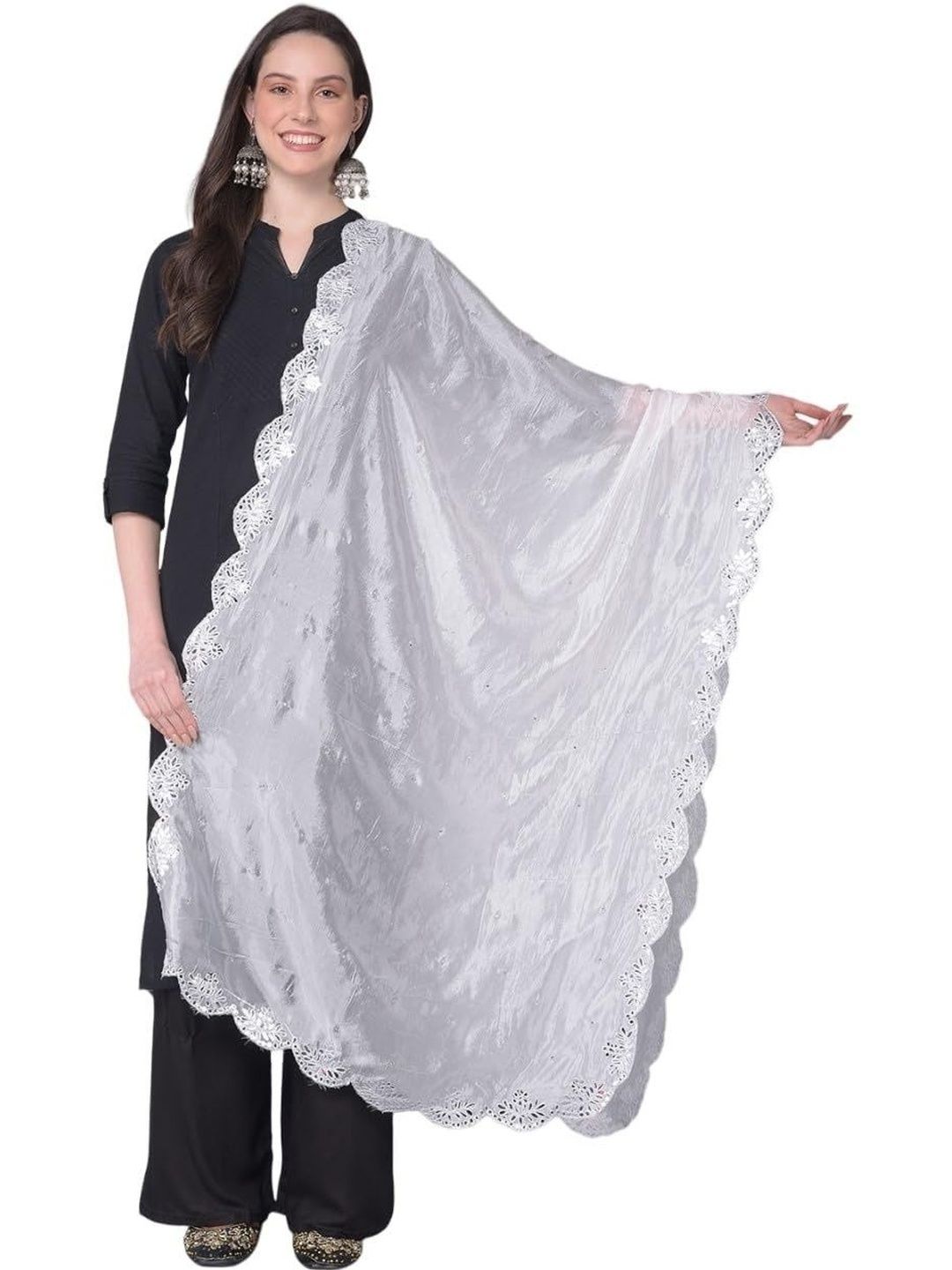 A R SILK DUPATTA HUB Embroidered Dupatta with Sequinned
