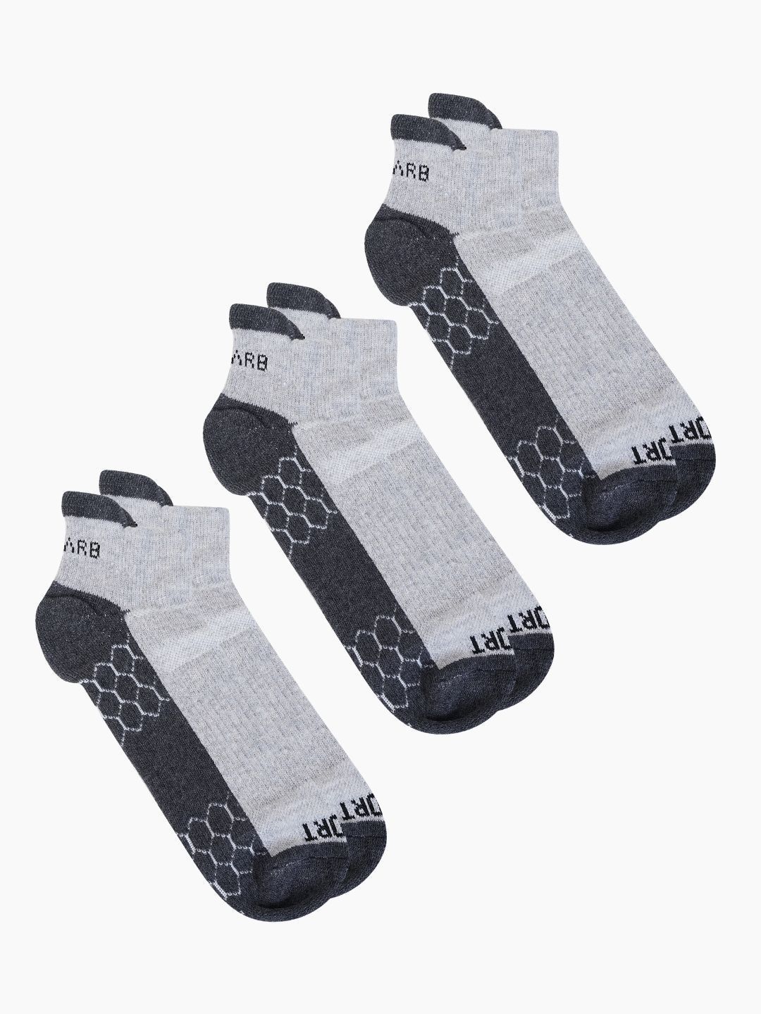 AIR GARB Pack of 3 Men Colourblocked Cotton Breathable Ankle Length Socks