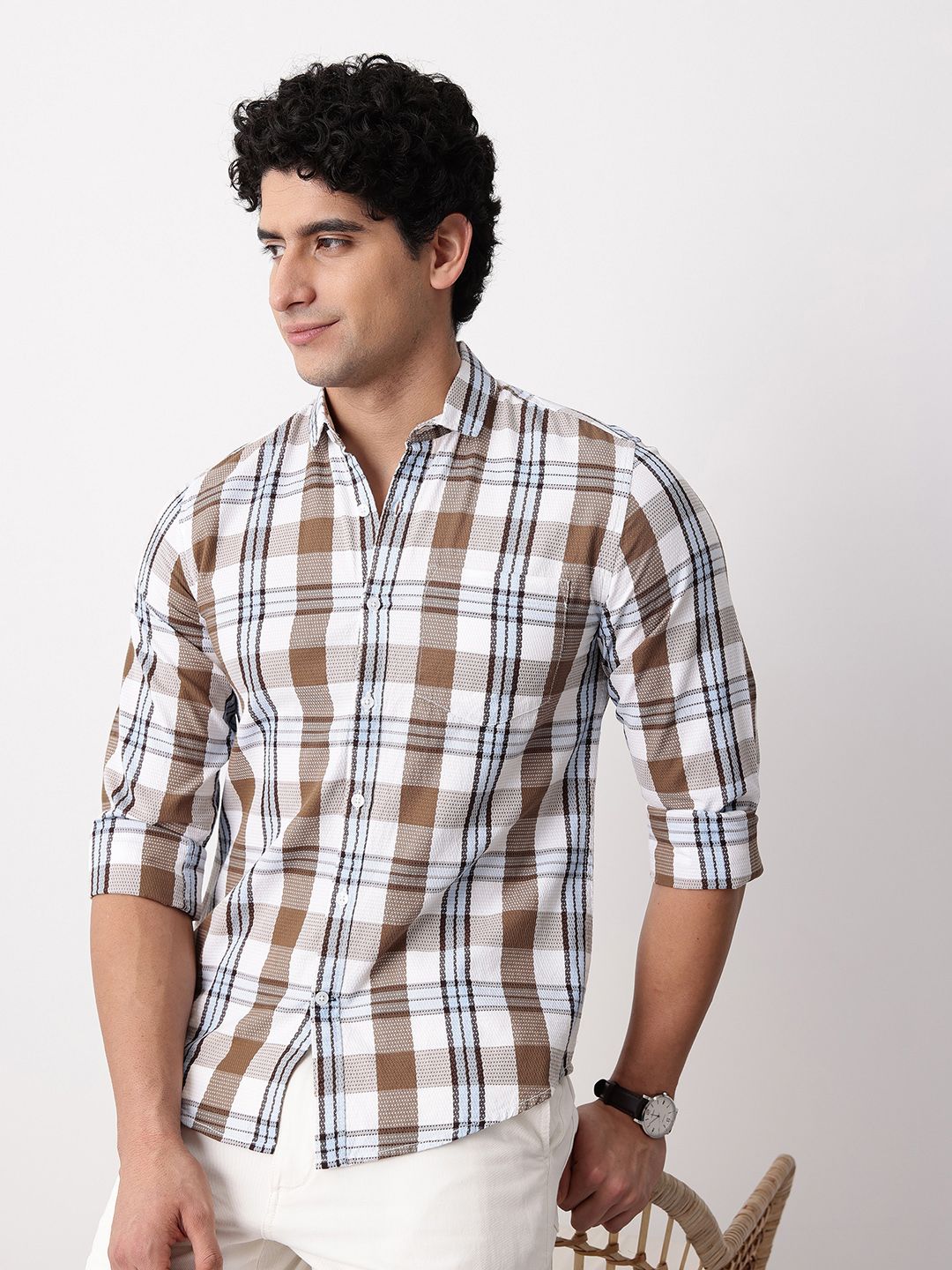 Mast & Harbour Checked Pure Cotton Casual Shirt