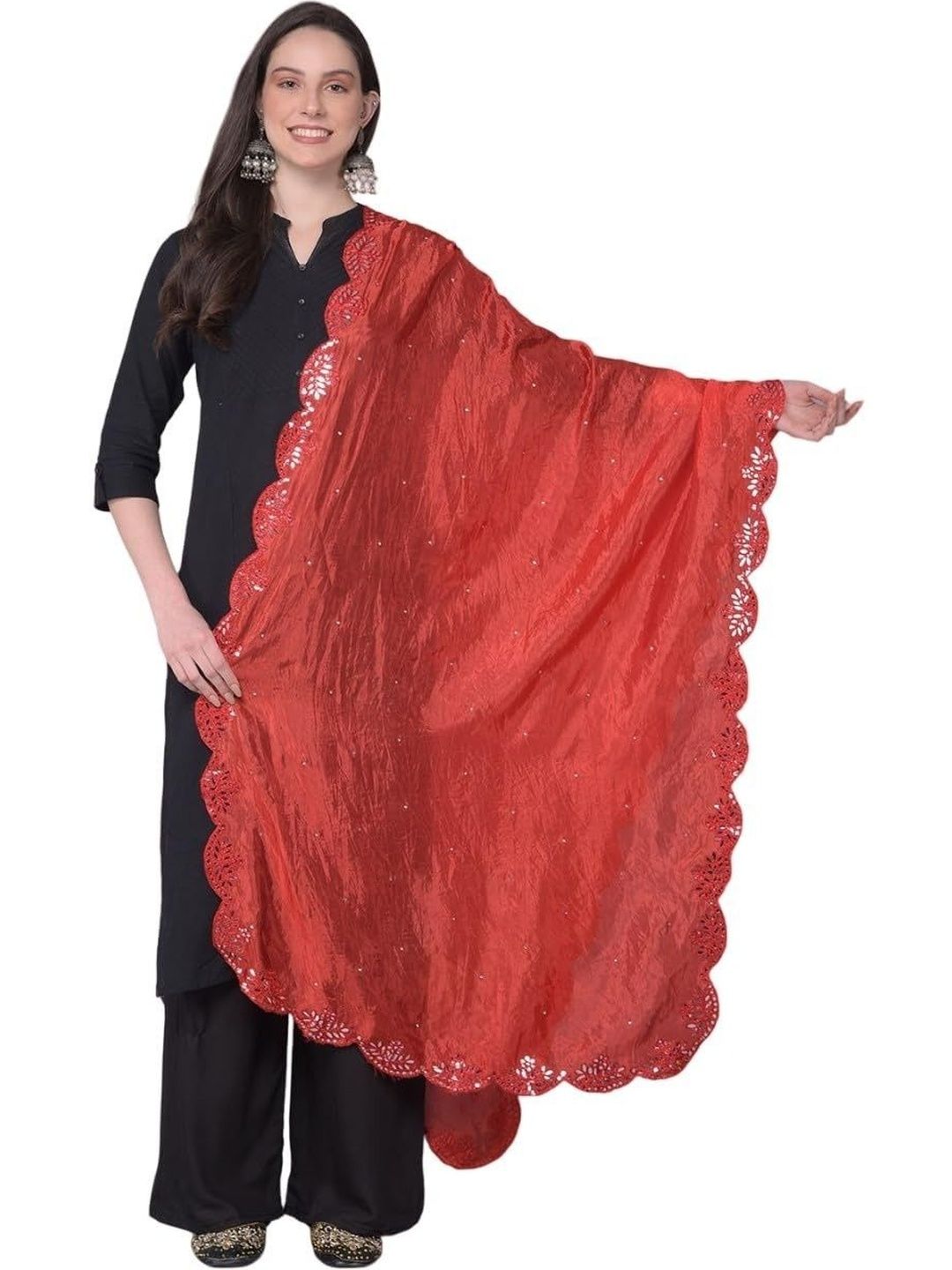 A R SILK DUPATTA HUB Embroidered Dupatta with Sequinned
