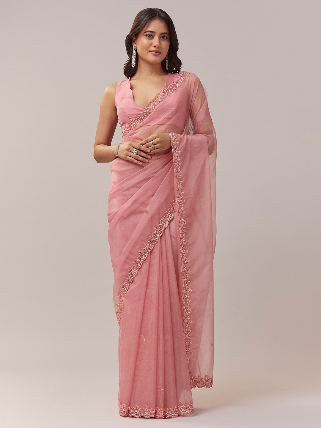 KALKI Fashion KALKI Fashion Embellished Embroidered Organza Heavy Work Saree