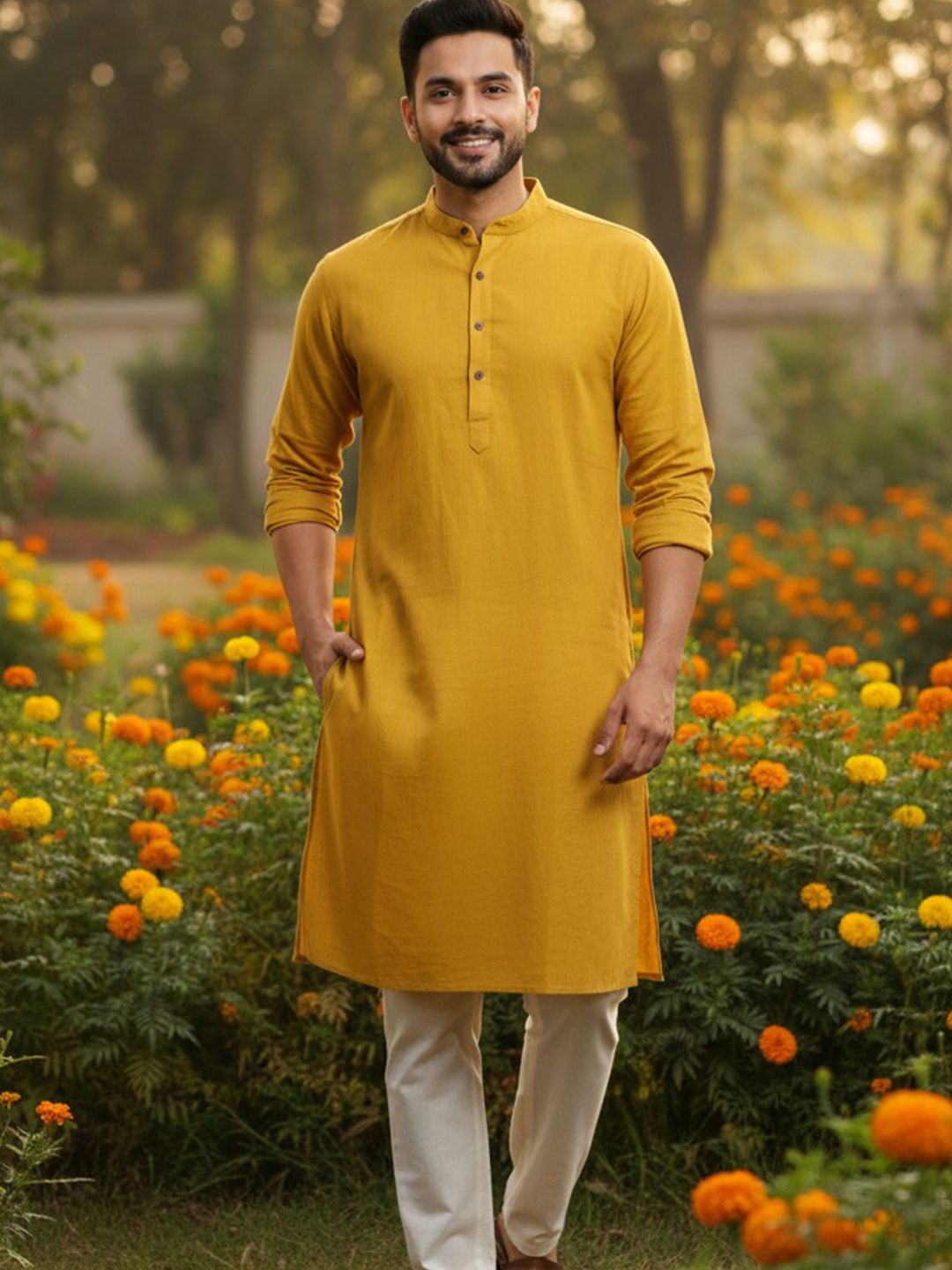 LADSLOOM Men Solid Cotton Kurta