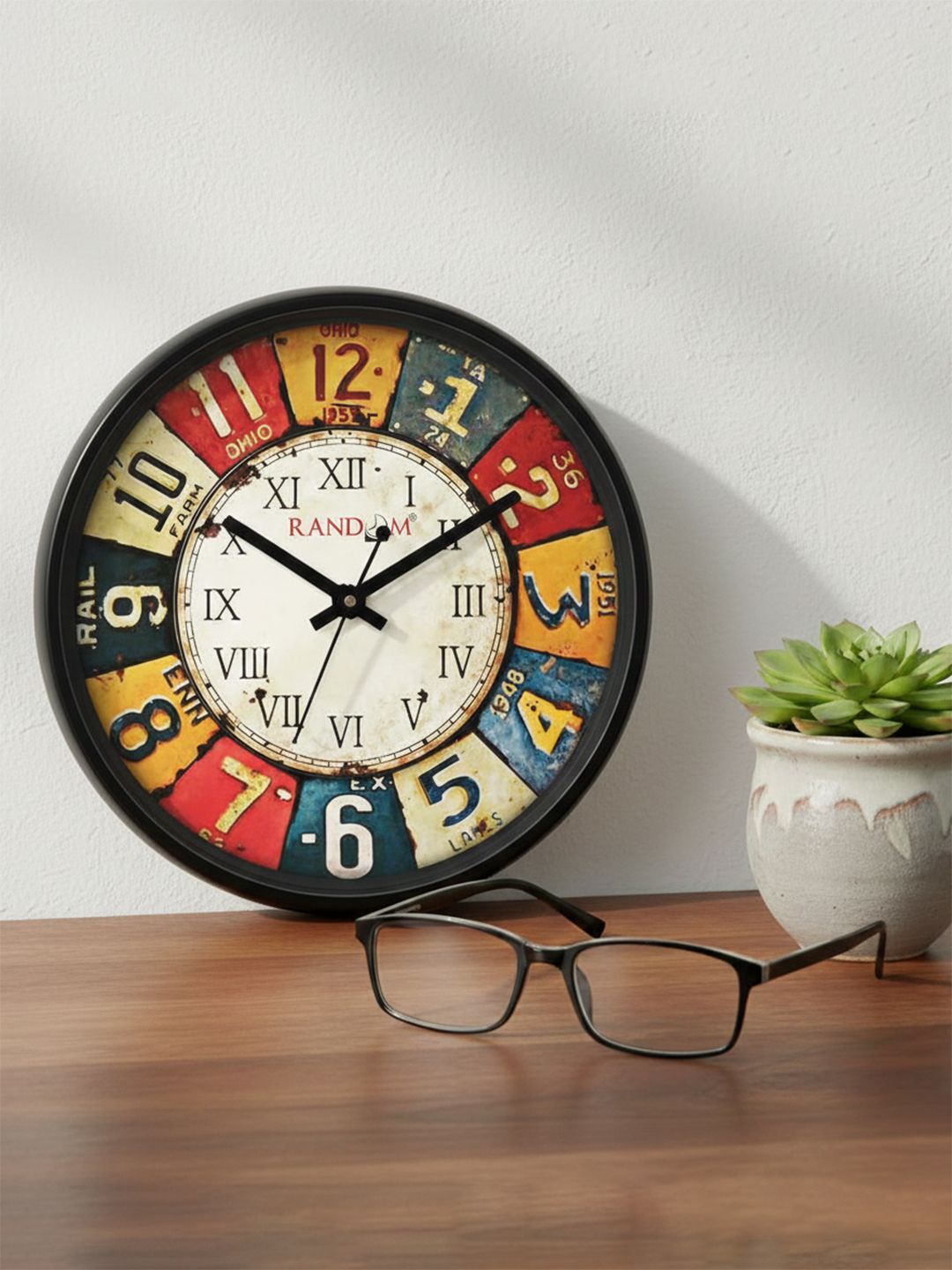 RANDOM Multicoloured Round Printed Analogue Wall Clock 30 cm