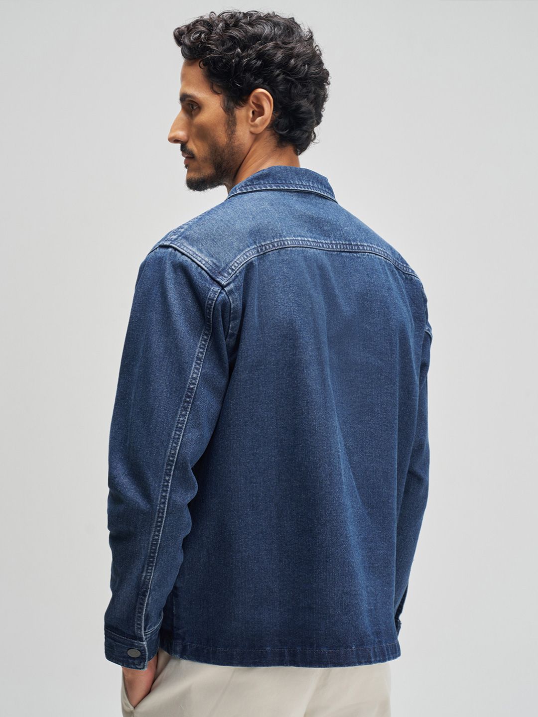 【Ats】ZipDesign DenimShirt Jacket Buy XYXX Men Solid Cotton Denim Zipper jacket - Jackets for Men