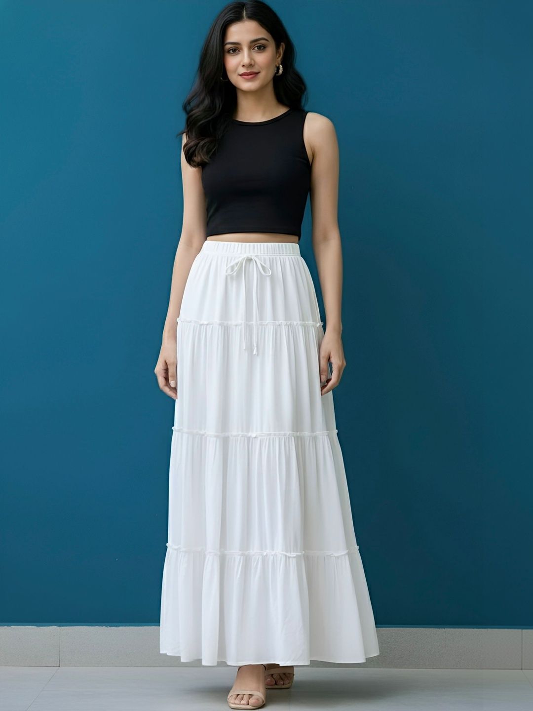 SLF INDIA Tiered Maxi Skirt