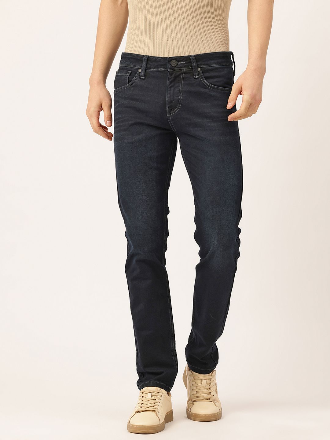 Integriti Men Smart Slim Fit Mid-Rise Light Fade Stretchable Jeans