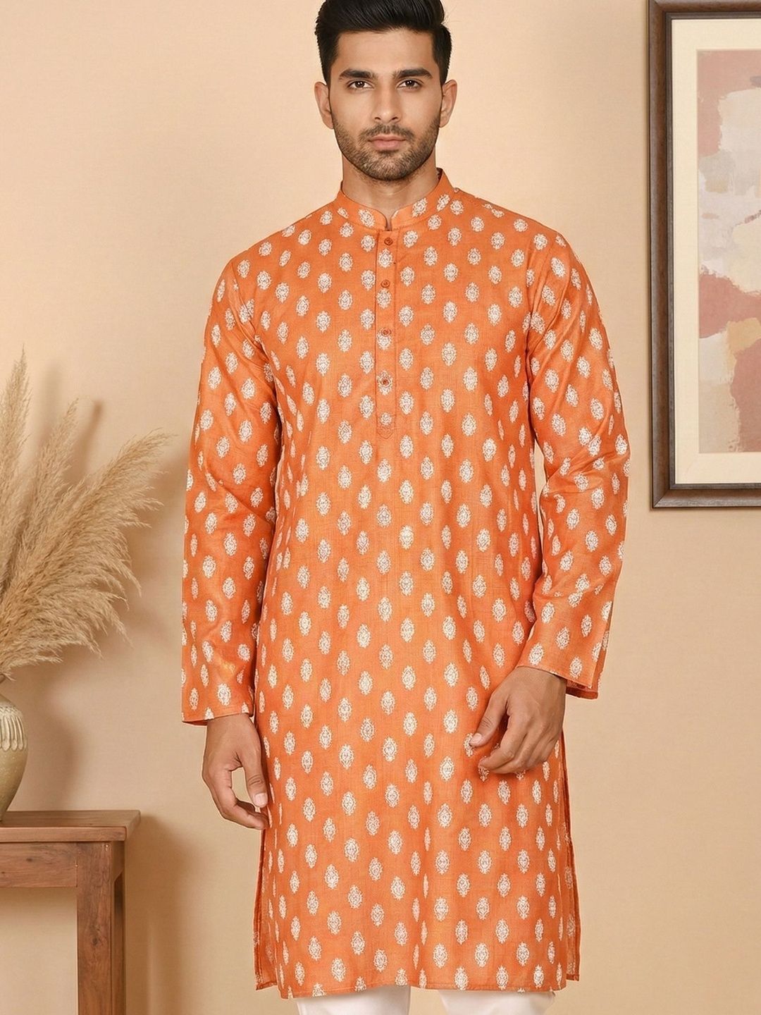 Jompers Men Floral Printed Kurta
