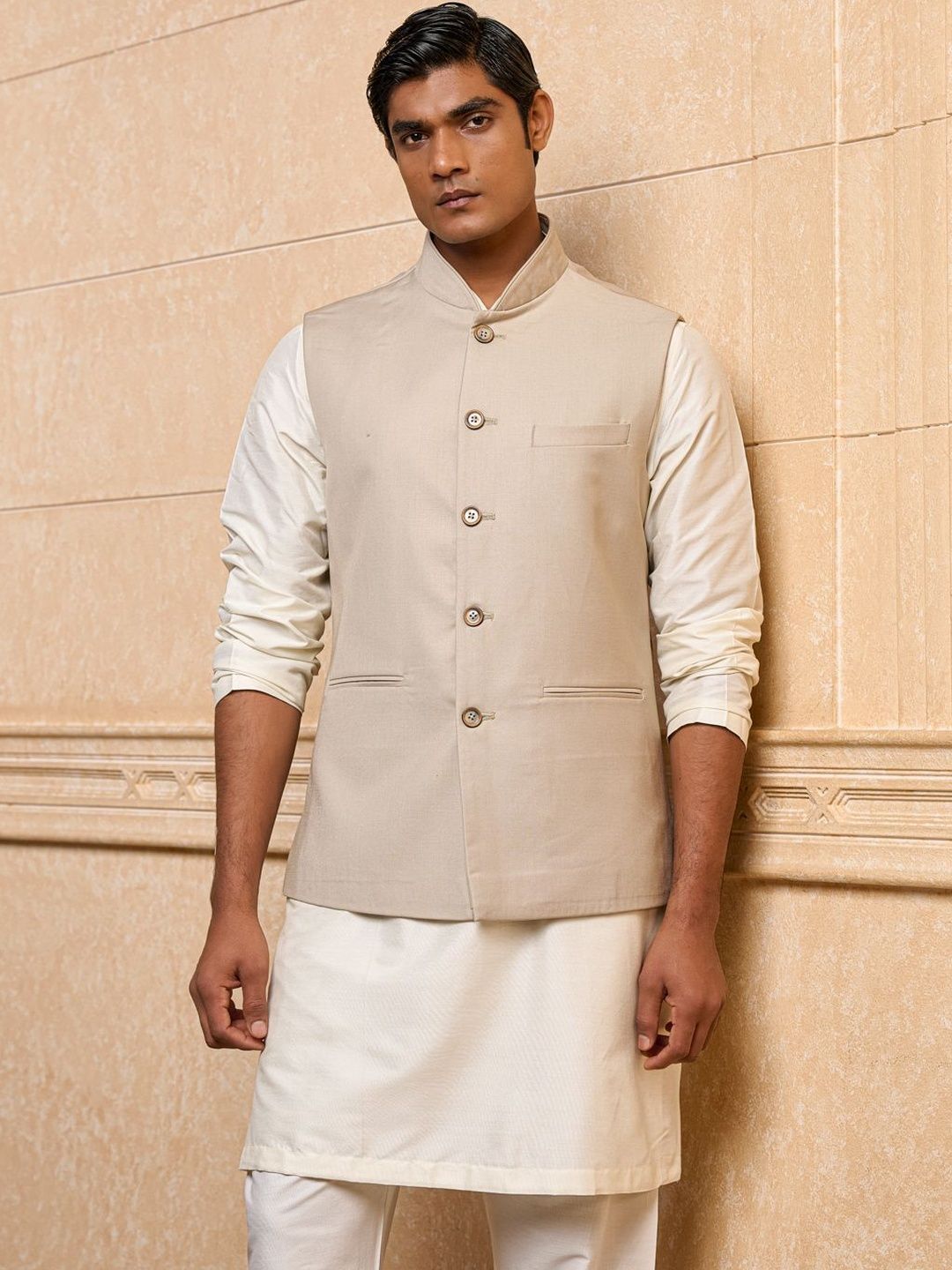 Tasva Printed Woven Mandarin Collar Nehru Jackets