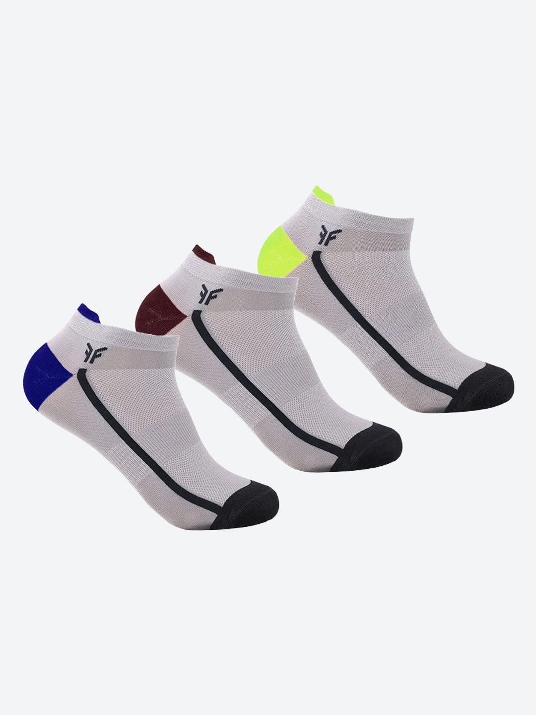 FOOTONS Low-Ankle Polyester Rapid-Dry & Comfort Fit Grey Socks (Pack of 3)