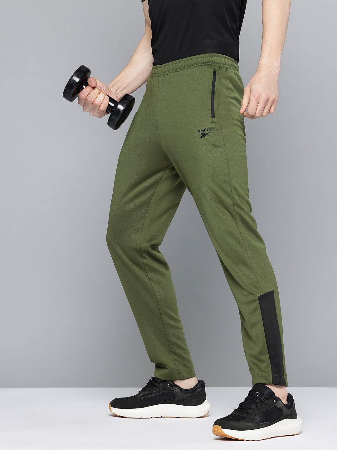 Reebok Brand Logo Printed Mid-Rise Speedwick Training Track Pants  with Paneled Detail