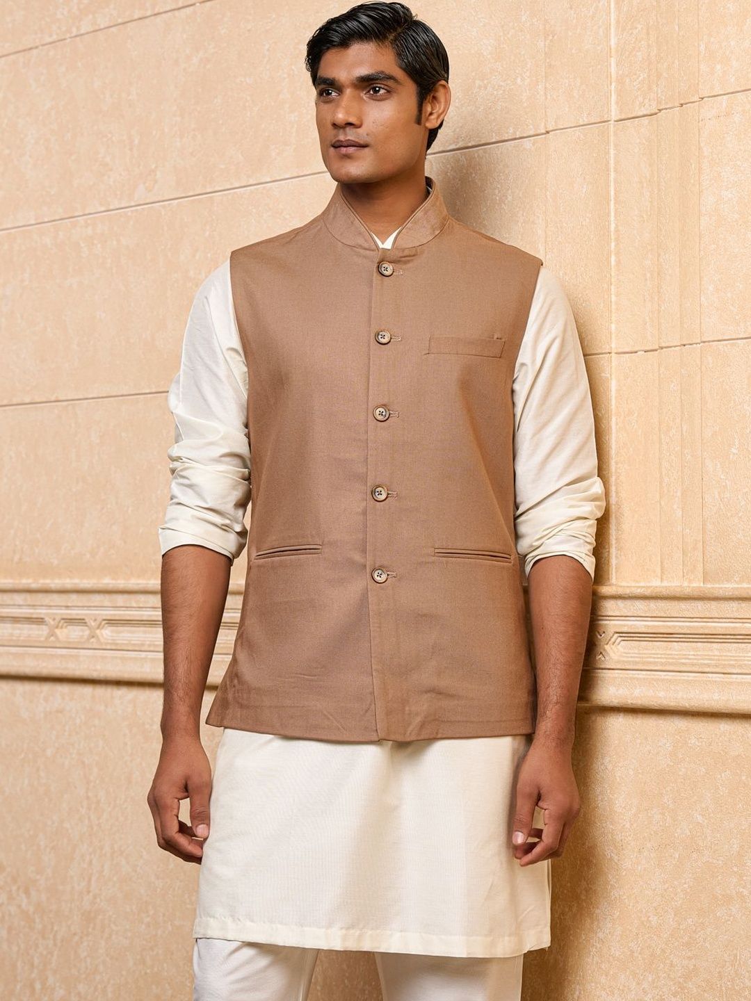 Tasva Printed Woven Mandarin Collar Nehru Jacket