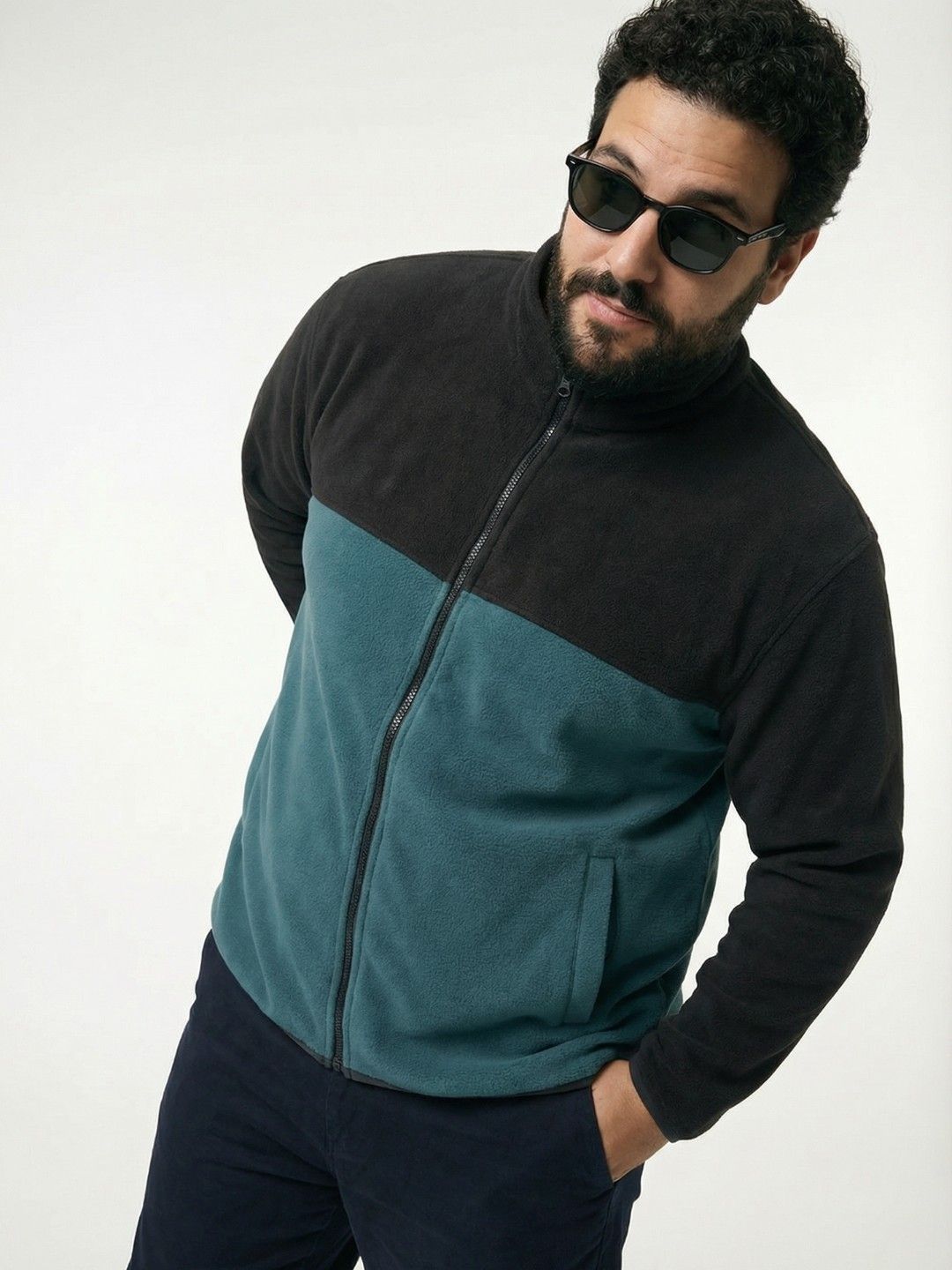 UNSTD Men Plus Size Casual Fleece Jacket