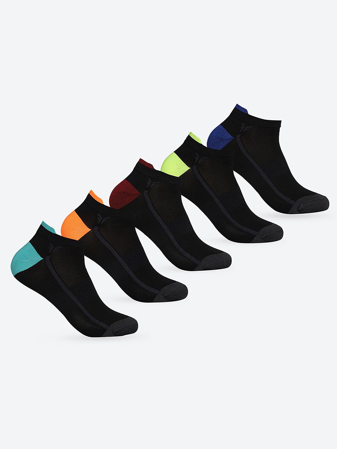 FOOTONS Low-Ankle Polyester Rapid-Dry & Comfort Fit Black Socks (Pack of 5)