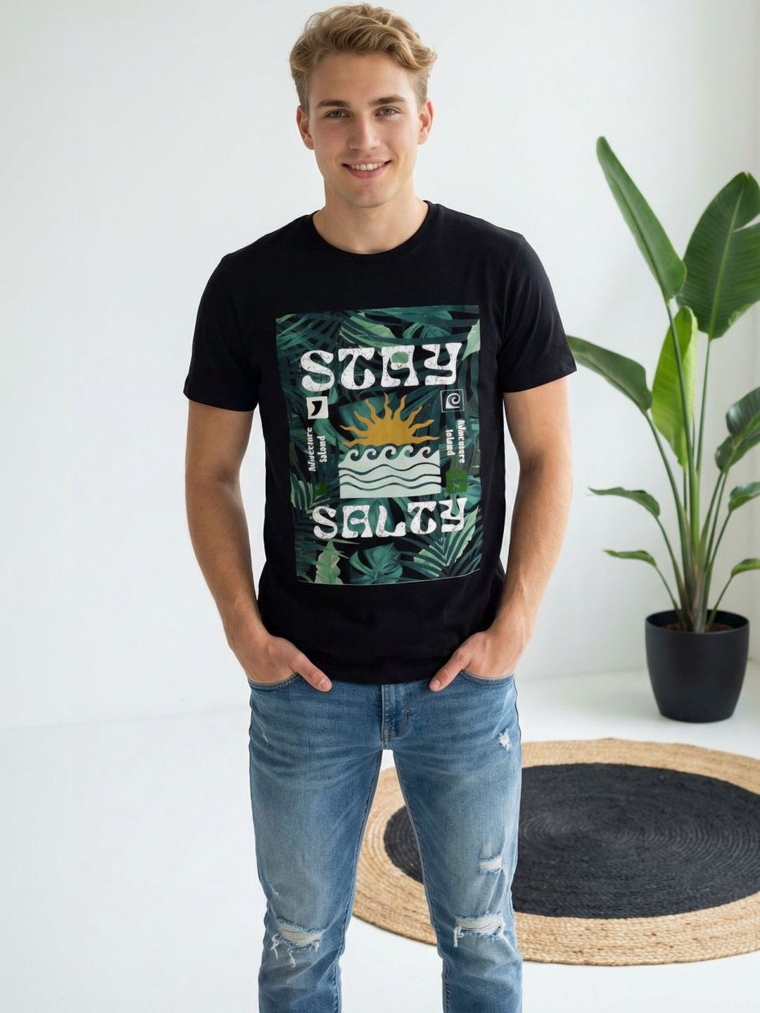 Mast & Harbour Men Printed Pure Cotton T-shirt