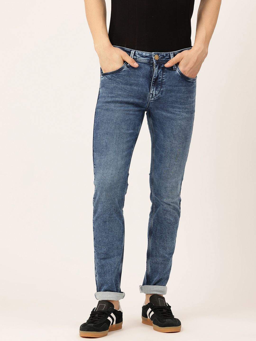 Integriti Men Smart Slim Fit Mid-Rise Light Fade Stretchable Jeans