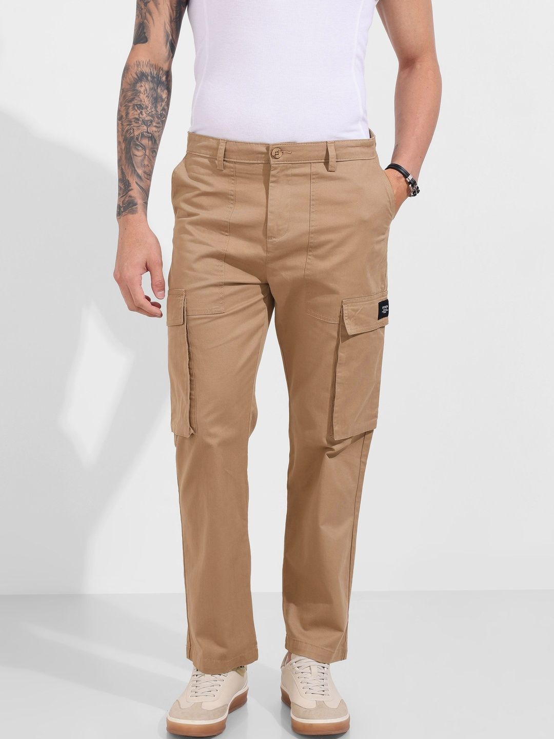 The Indian Garage Co Men Straight Fit Cargos Trousers