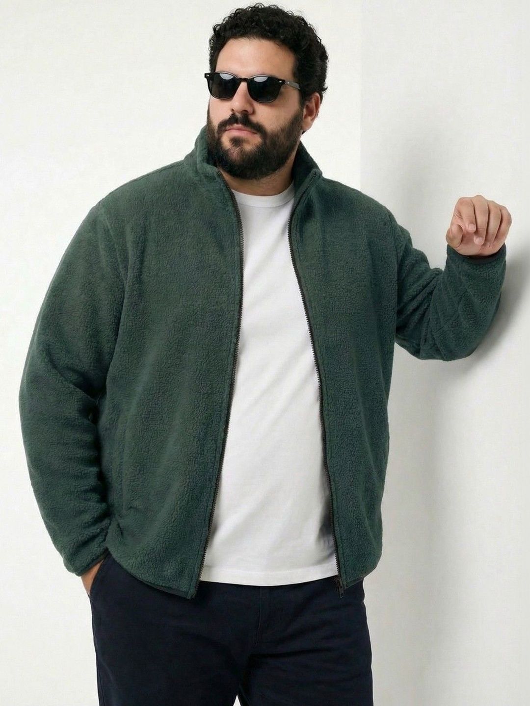 UNSTD Men Plus Size Casual Fleece Jacket