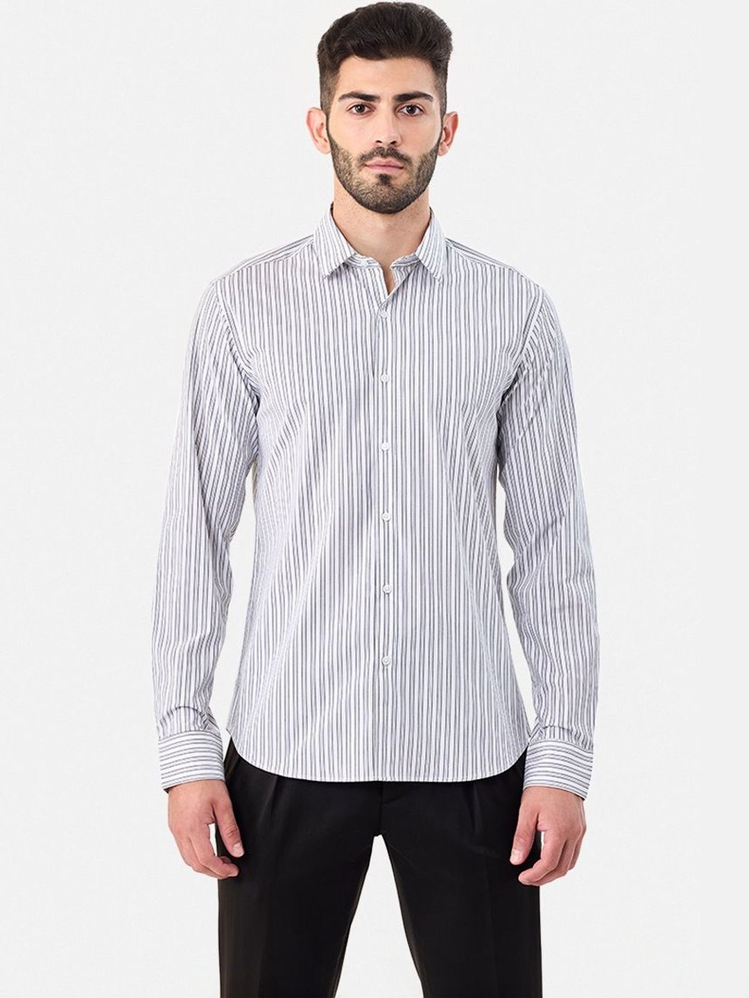 Mrgckitページ Buy Snitch Vertical Stripes Cotton Long Sleeves Slim Fit Shirt