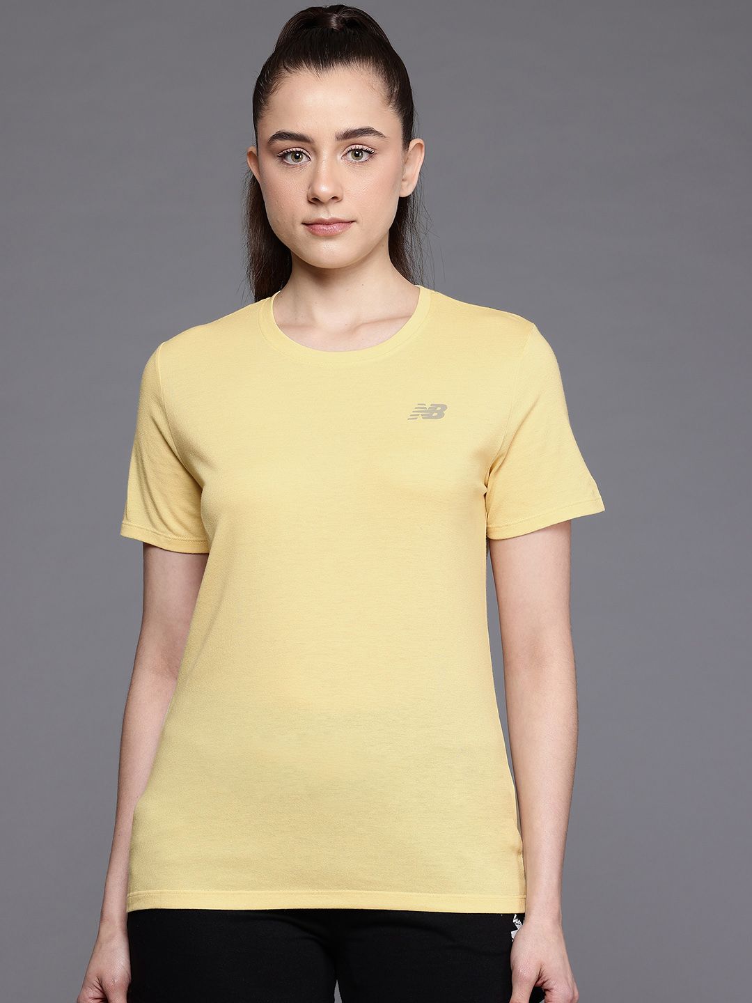 New Balance Brand Logo Detail Moisture Wicking Heathertech T-shirt