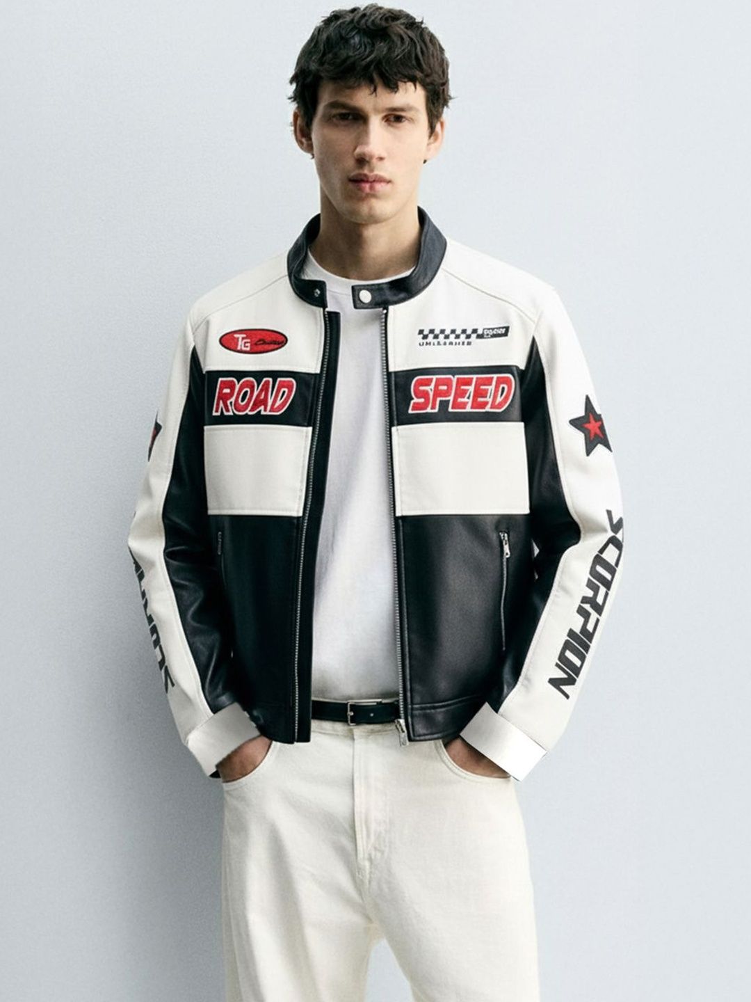 The Indian Garage Co Men Colourblocked Biker Jacket