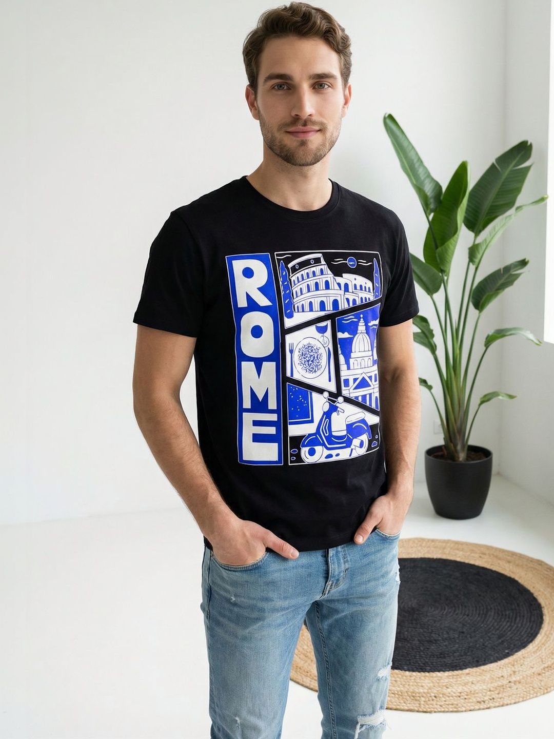 Mast & Harbour Men Printed Pure Cotton T-shirt