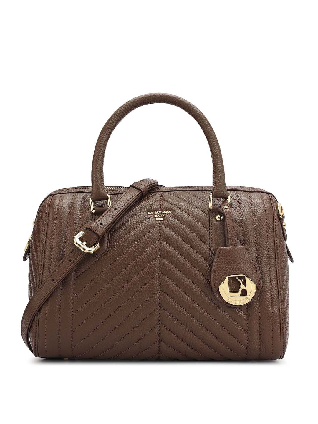 Da Milano Da Milano Textured Leather Structured Handheld Bag with Quilted