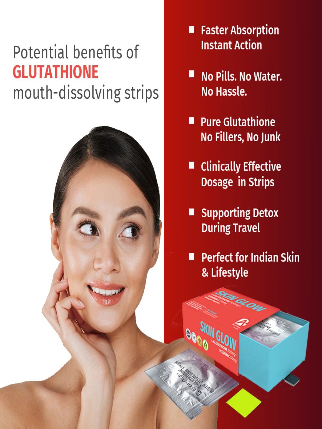 Buy Bonaiyu Health L- Glutathione & Vitamin C Skin Glow- 20 Strips- Mango - Skin Supplements for Unisex 38265634