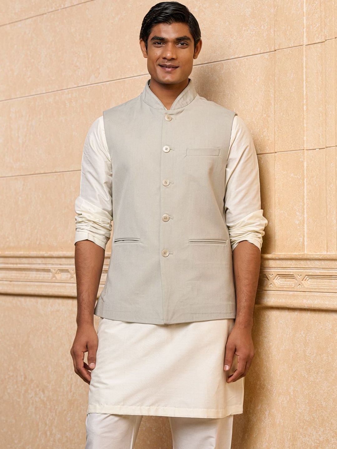 Tasva Printed  Woven Mandarin Collar Nehru Jackets