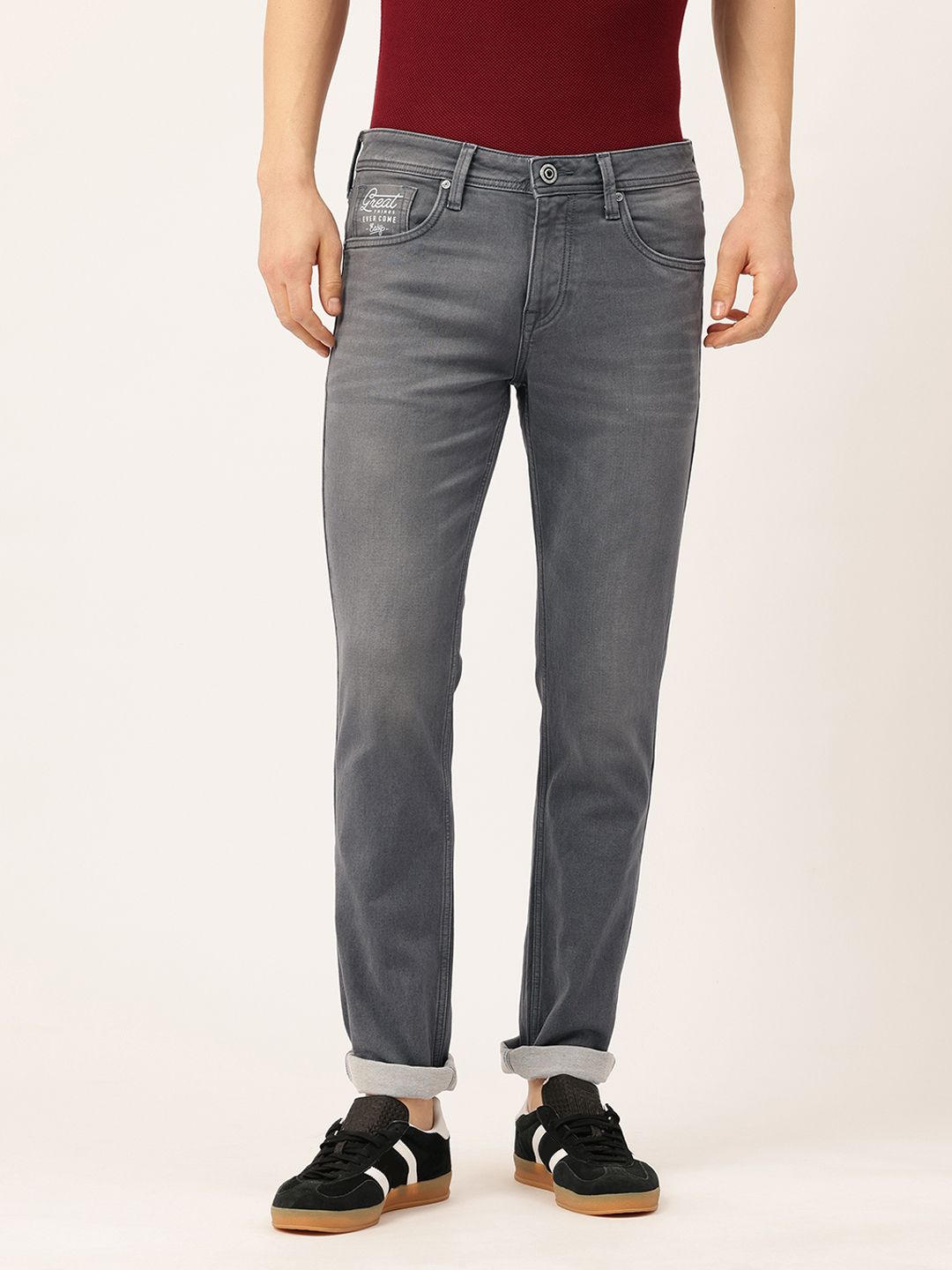 Integriti Men Smart Slim Fit Mid-Rise Light Fade Stretchable Jeans