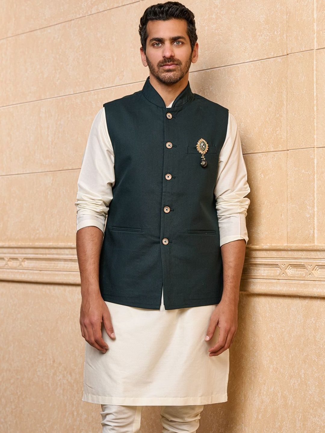 Tasva Printed Woven Mandarin Collar Nehru Jackets