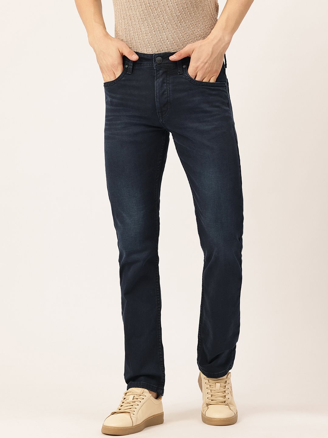 Integriti Men Smart Slim Fit Mid-Rise Light Fade Stretchable Jeans