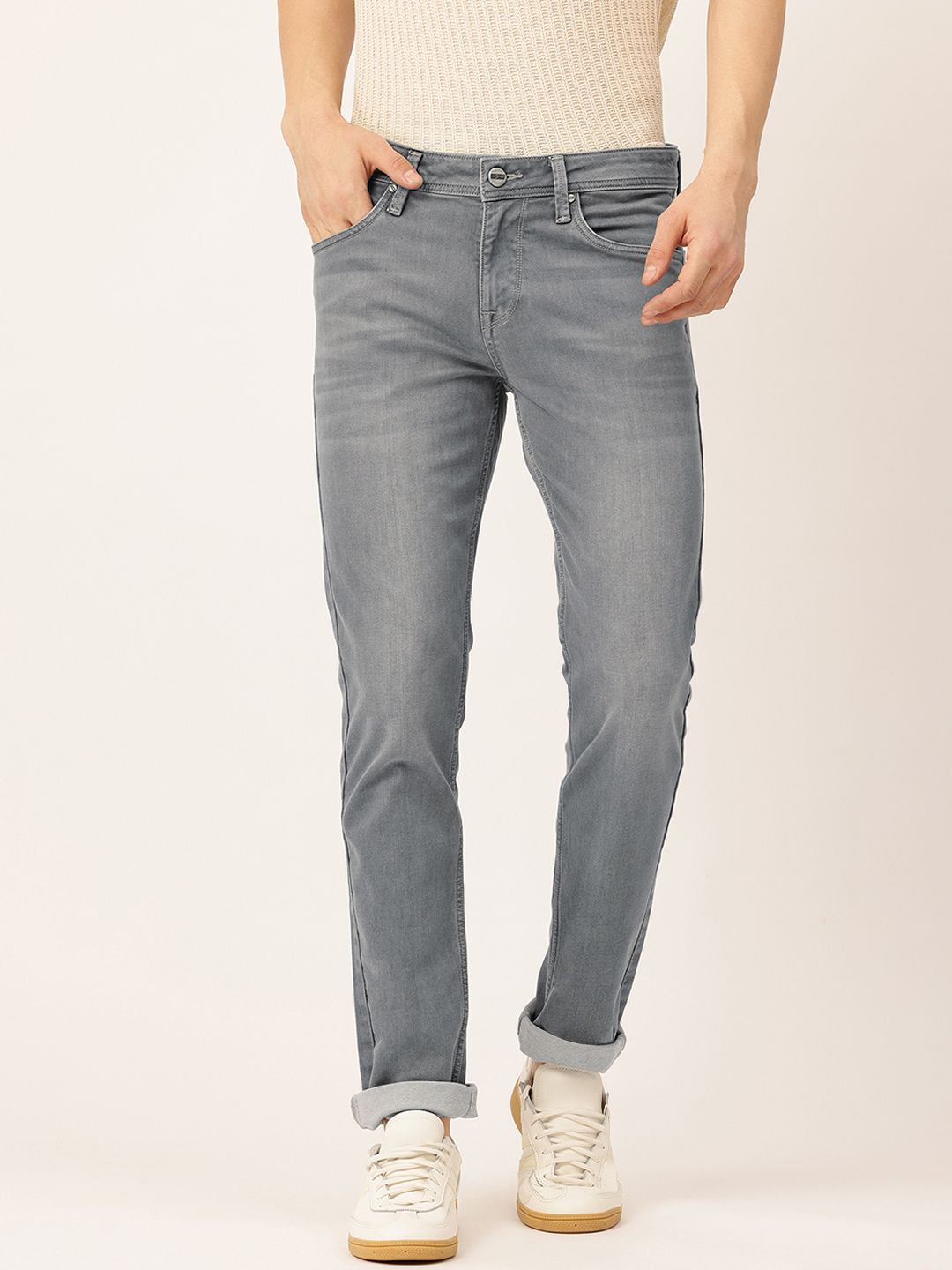 Integriti Men Smart Slim Fit Mid-Rise Light Fade Stretchable Jeans