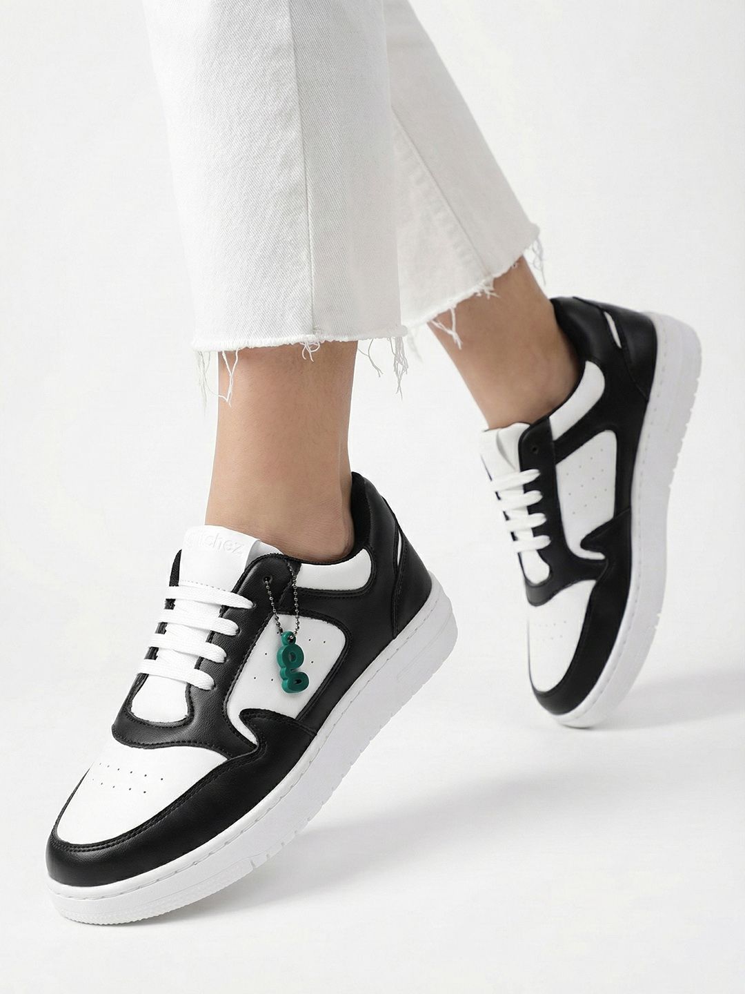 glitchez Women Monochrome Perforated Sneakers