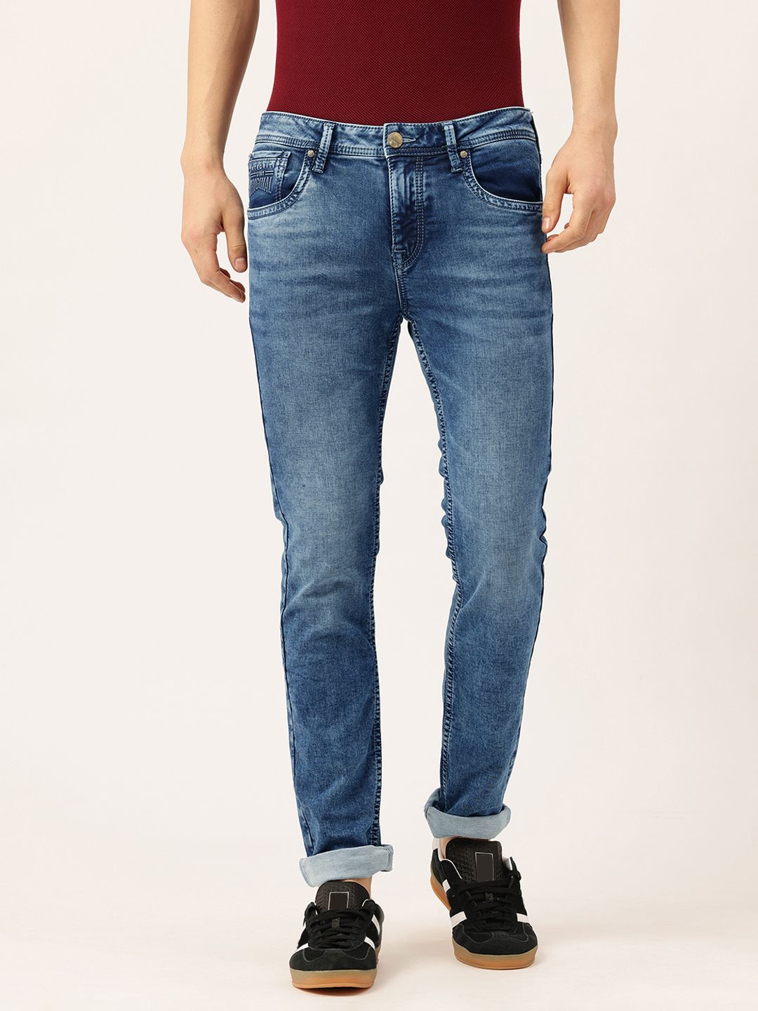 Integriti Men Smart Slim Fit Mid-Rise Light Fade Stretchable Jeans